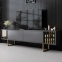 Hanah Home Mueble para TV Gold Line Antracita y Dorado